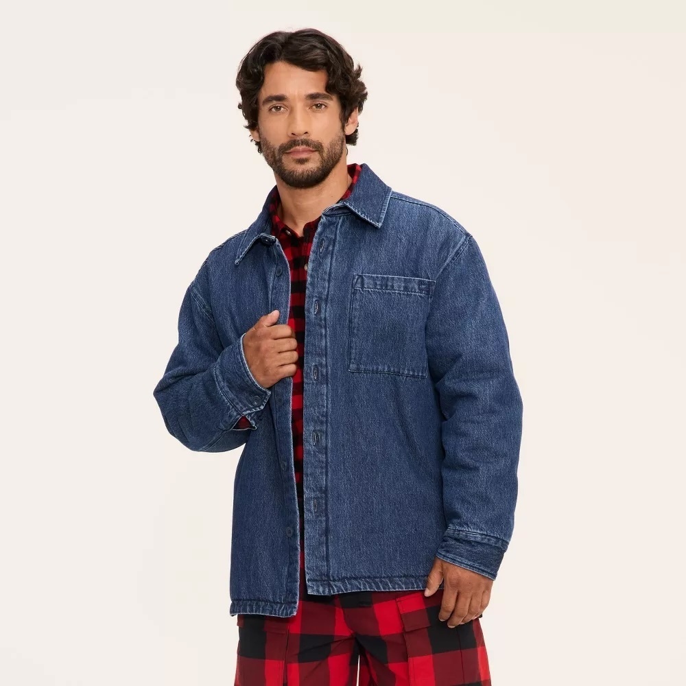 NWT Woolrich x Target Dark Wash Denim Shacket S Utility Layer